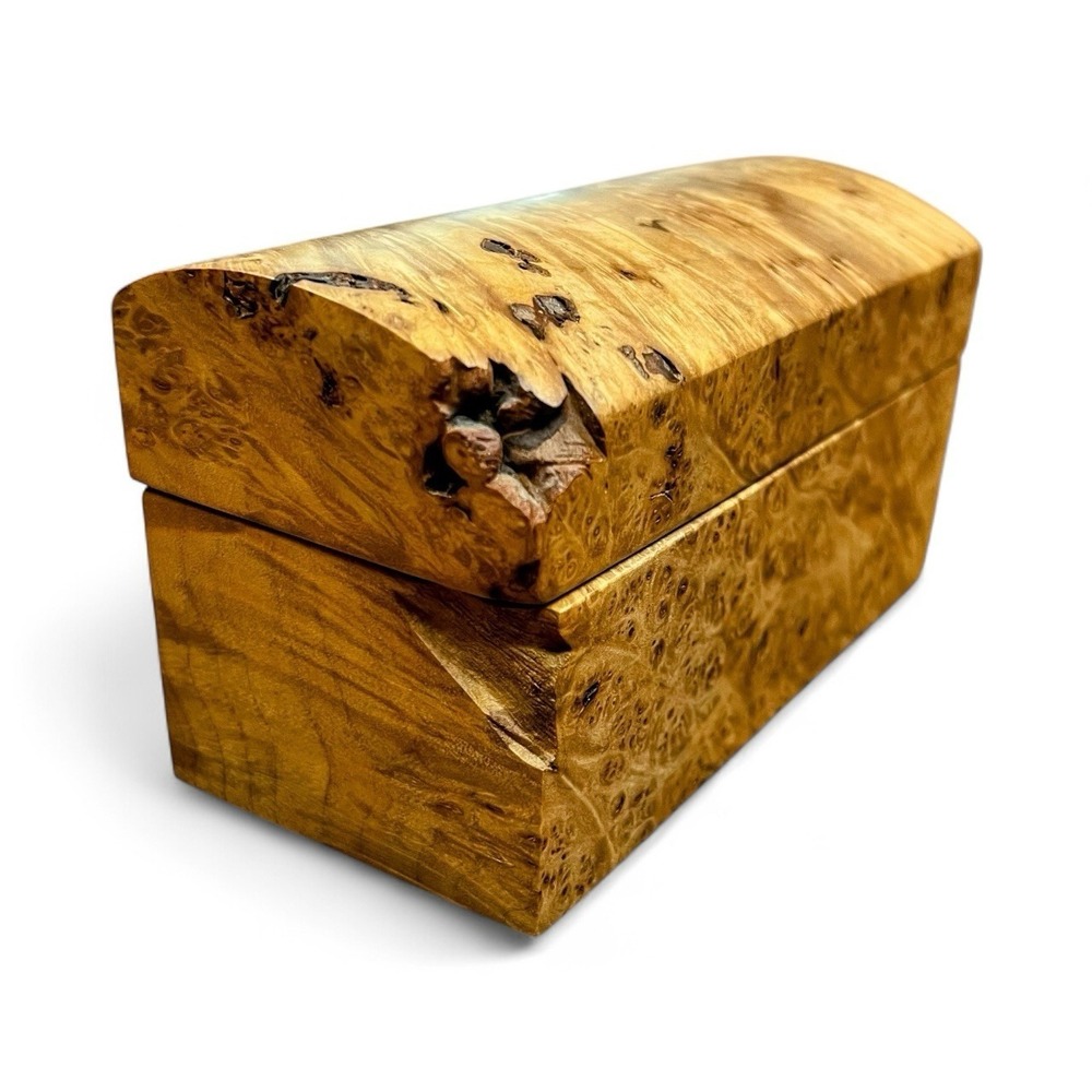 Vintage Michael Elkan Studio Crafted Burl Wood Lidded 5.75"‎ Trinket Jewelry Box - Picture 9 of 16